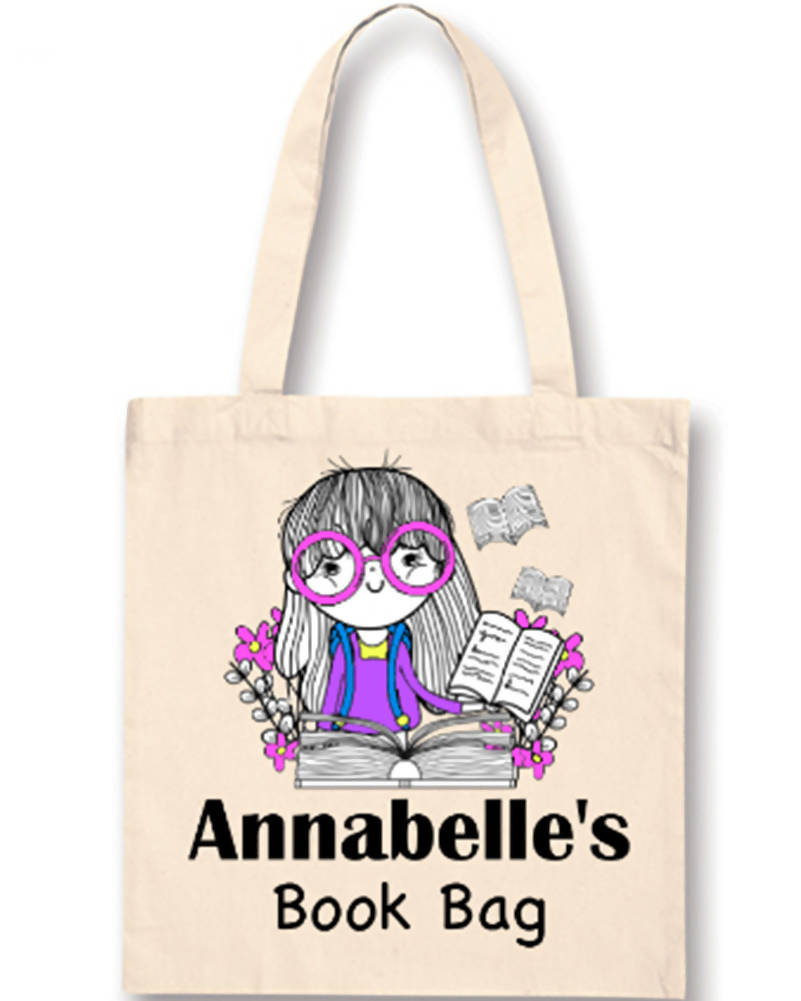 Reading Girl Personalised Library Bag