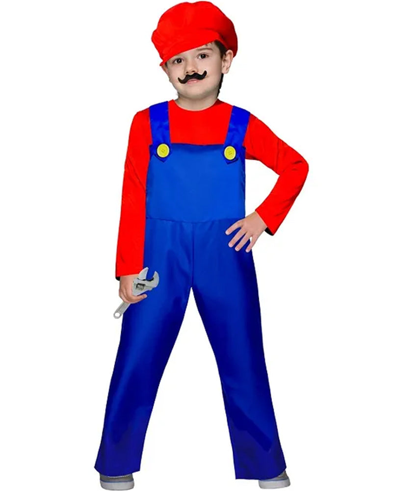 Little Red Plumber Hero Kids Costume