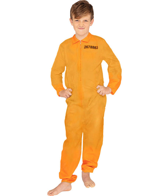 Orange Prisoner Jumpsuit Kids Costume