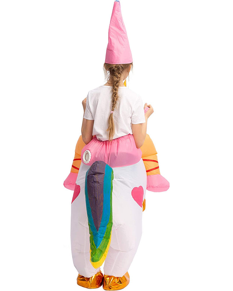 Riding A White Unicorn Inflatable Kids Costume