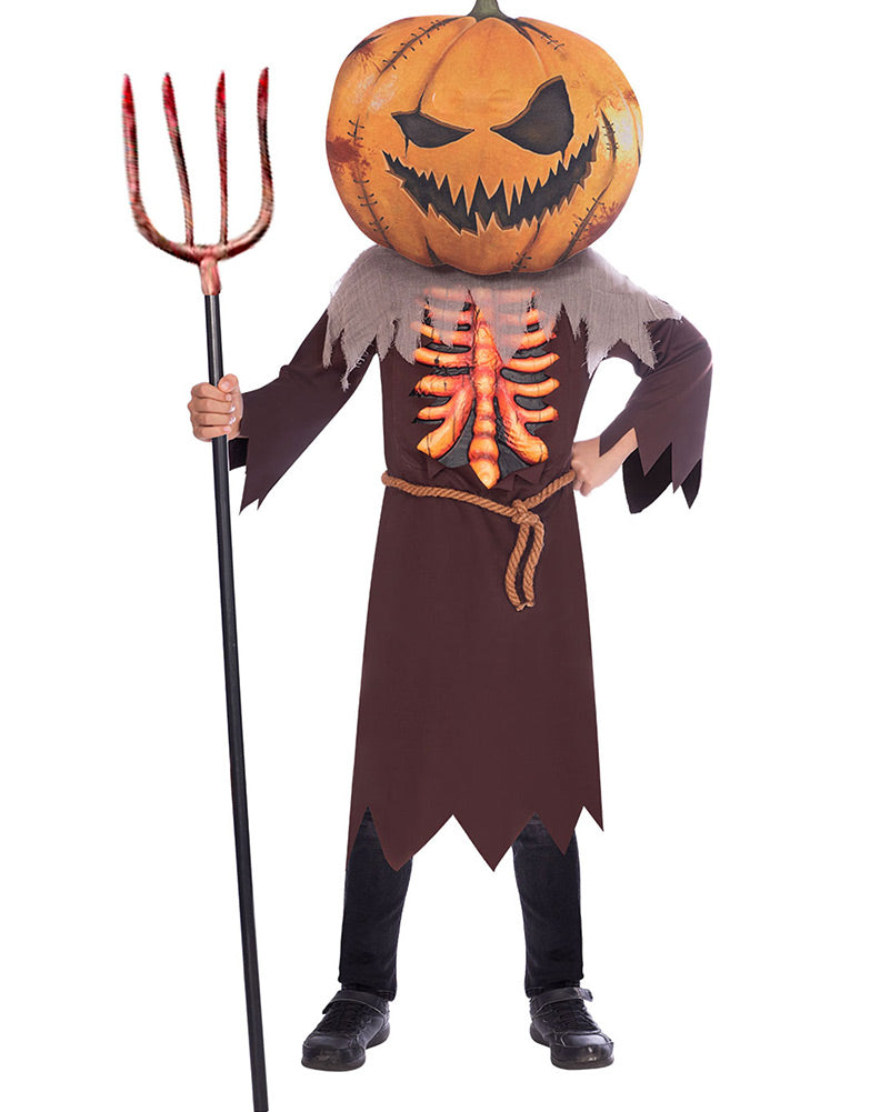 Scary Pumpkin Big Head Kids Halloween Costume