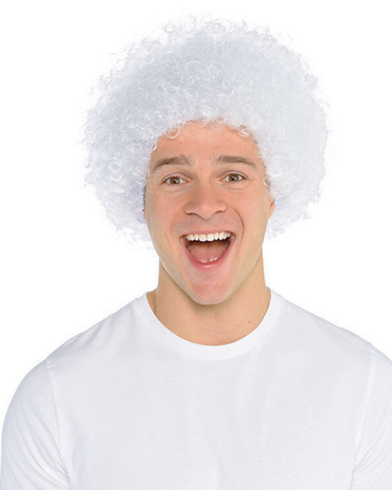 Team Spirit Short Curly White Wig