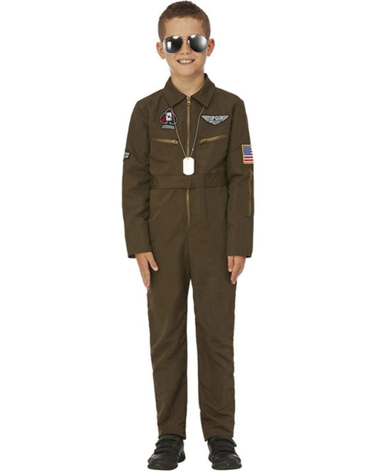 Top Gun Maverick Green Aviator Kids Costume