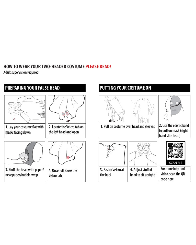 Two Headed Ghoul Kids Halloween Costume