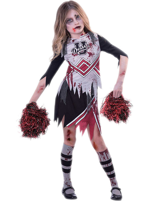 Zombie Cheerleader Girls Kids Halloween Costume