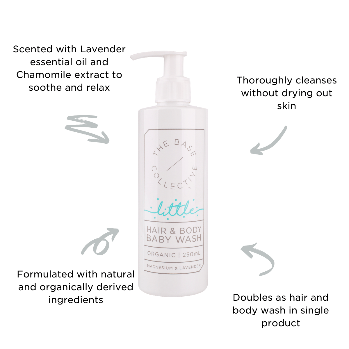 Little by TBC Magnesium & Lavender Hair + Body Wash 250ml - Organic Baby Wash