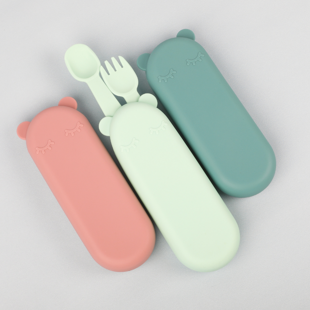 Feedie® Fork & Spoon Set - Dusty Rose